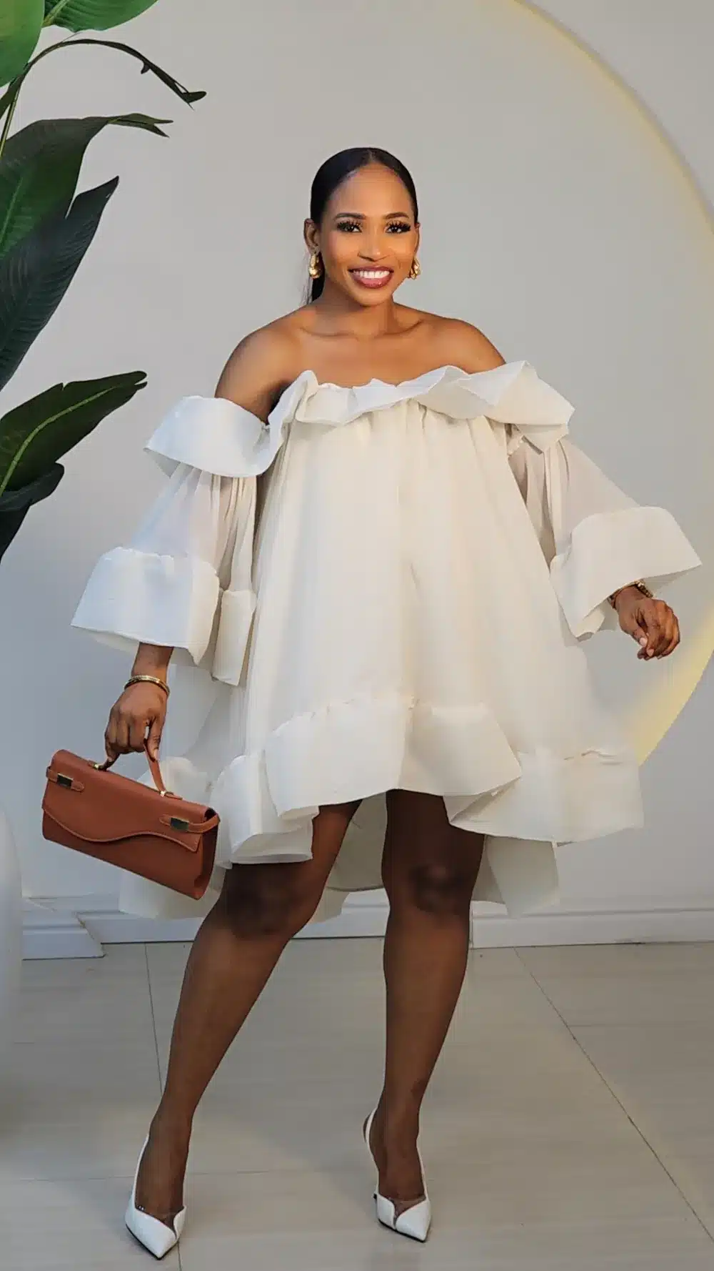 OFF SHOULDER SWING HEM DRESS 1012