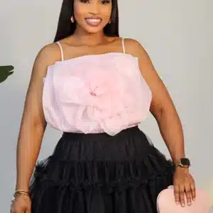 ORGANZA ROSE FRONT SPAG TOP 9716