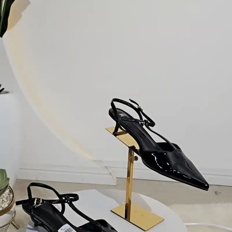 PATENT SLING BACK KITTEN SANDALS 8665-10