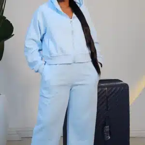 PLAIN HOODY TRACKSUIT SET 9055 - Image 3