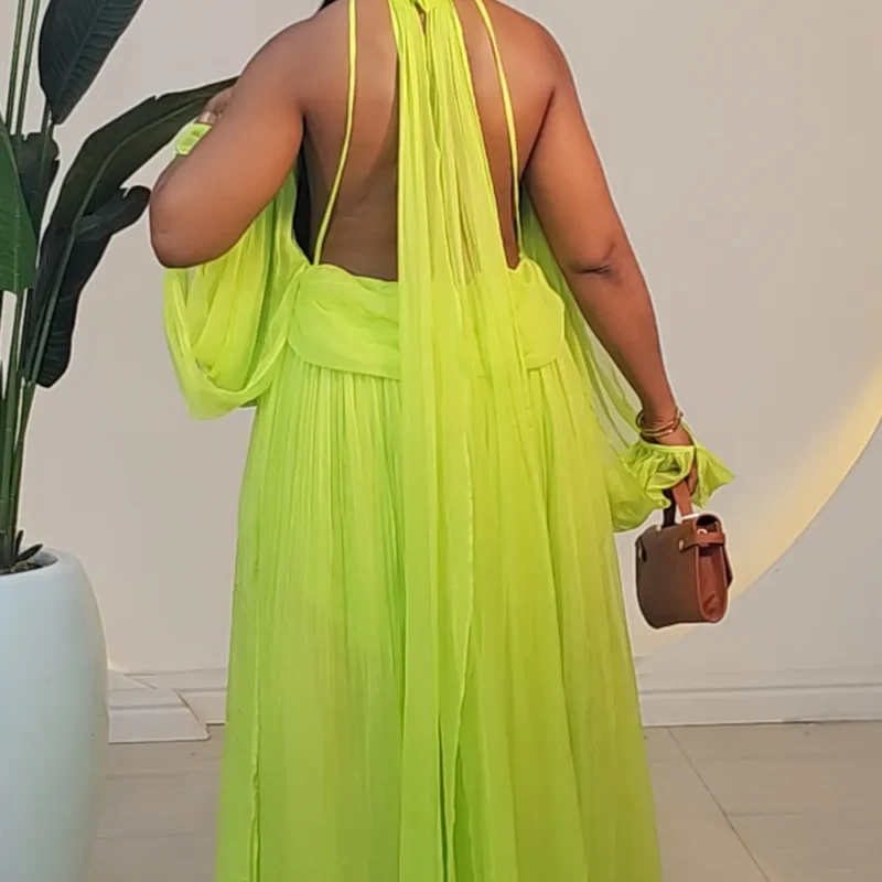 PLEATED COLD SHOULDER MAXI DRESS 815 - Image 3