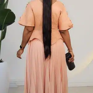 PLEATED FLOWER EMBROIDERY PEPLUM DRESS 6101 - Image 3