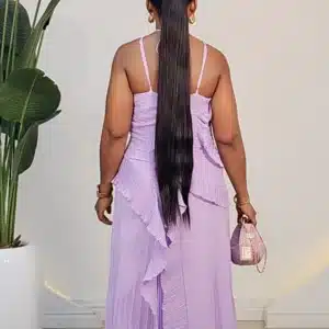 PLEATED HALTER NECK SLIT DRESS 855 - Image 6