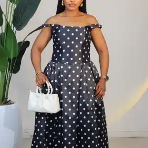 POLKA DOT SPAG SKATER MIDI DRESS 0512 - Image 4