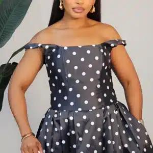 POLKA DOT SPAG SKATER MIDI DRESS 0512 - Image 2