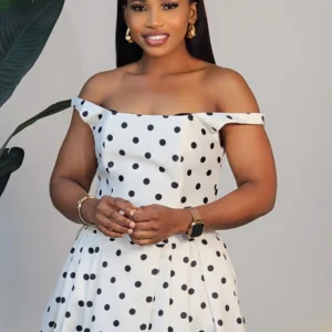 POLKA DOT SPAG SKATER MIDI DRESS 0512 - Image 3