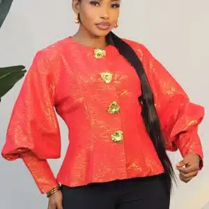 PUFF SLEEVE WRIST ZIP BUTTON TOP 632 - Image 5