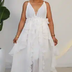 RUFFLE OPEN BACK MAXI DRESS 2312 - Image 3