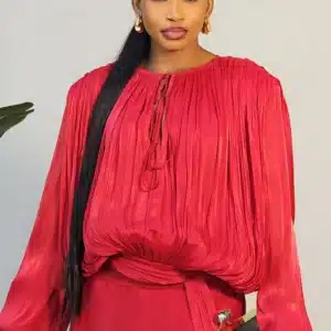 RUFFLE WAIST DRAPE MIDI DRESS 9529 - Image 4