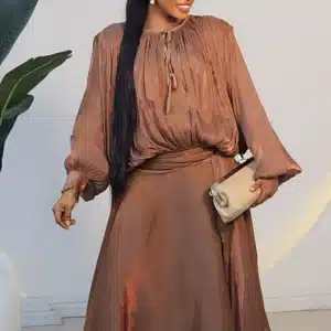 RUFFLE WAIST DRAPE MIDI DRESS 9529 - Image 3