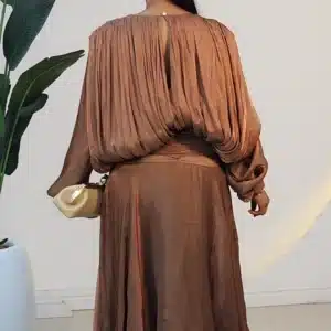 RUFFLE WAIST DRAPE MIDI DRESS 9529 - Image 5