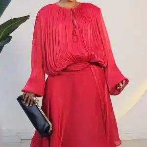 RUFFLE WAIST DRAPE MIDI DRESS 9529