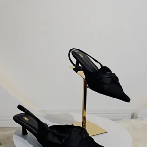 SATIN BOW COVER FRONT SLING BACK SHOE 051-10 - Image 3