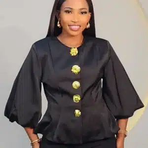 SATIN BUBBLE SLEEVE TOP 2911