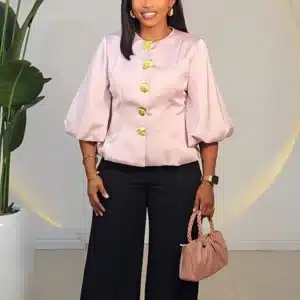 SATIN BUBBLE SLEEVE TOP 2911 - Image 2