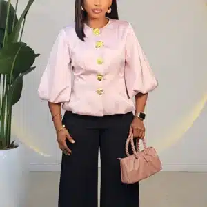 SATIN BUBBLE SLEEVE TOP 2911 - Image 3