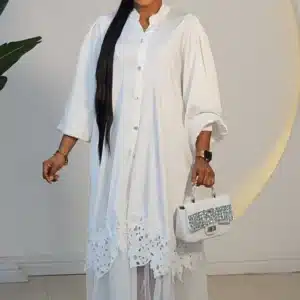 SATIN EMBROIDERY NET SWING DRESS 1012 - Image 3