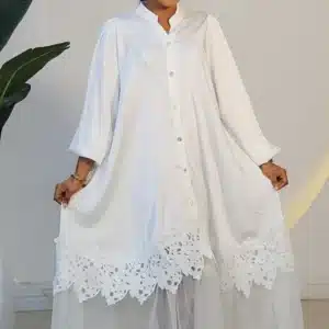 SATIN EMBROIDERY NET SWING DRESS 1012 - Image 2