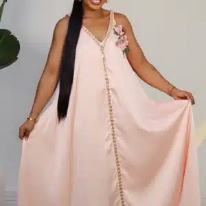 SATIN EMBROIDERY SPAG SWING MAXI DRESS 6153 - Image 2