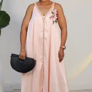 SATIN EMBROIDERY SPAG SWING MAXI DRESS 6153 - Image 4