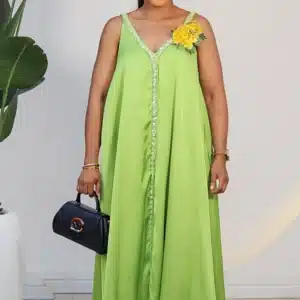 SATIN EMBROIDERY SPAG SWING MAXI DRESS 6153 - Image 3