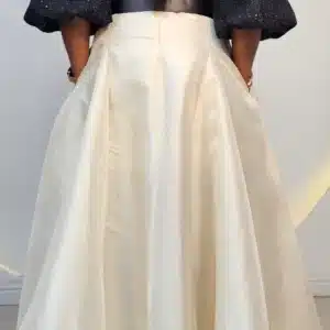 SATIN FLARE BELTED SKIRT 2911 - Image 9