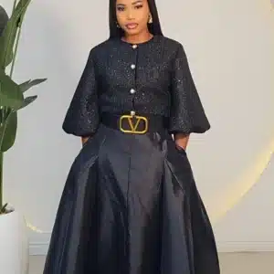 SATIN FLARE BELTED SKIRT 2911 - Image 2