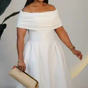 SATIN RUCH SHOULDER DRESS 6630 - Image 7