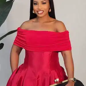 SATIN RUCH SHOULDER DRESS 6630 - Image 6