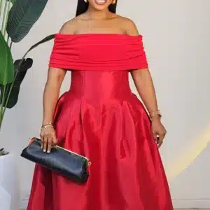 SATIN RUCH SHOULDER DRESS 6630 - Image 4