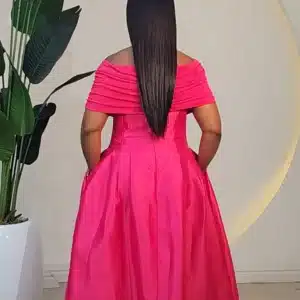 SATIN RUCH SHOULDER DRESS 6630 - Image 9