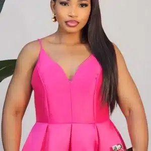 SATIN SPAG PLEAT SKATER DRESS 6253 - Image 4