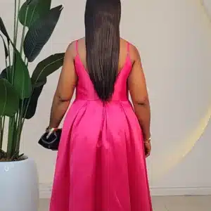 SATIN SPAG PLEAT SKATER DRESS 6253 - Image 5