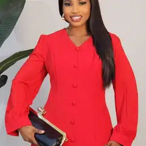 SHEER SLEEVE ROSE HEM DRESS 2586 - Image 4