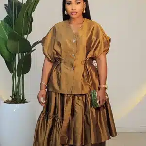 SIDE HEM SKIRT & LACE TOP SET 2911