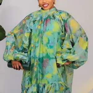 SPLASH COLOUR RUFFLE HEM DRESS 9027 - Image 4