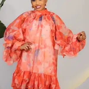 SPLASH COLOUR RUFFLE HEM DRESS 9027 - Image 3