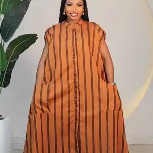 STRIPE MILITARY TURN UP FRONT POCKET DRESS 6017 - Image 3