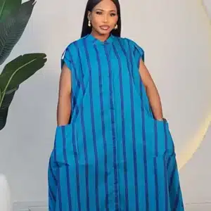 STRIPE MILITARY TURN UP FRONT POCKET DRESS 6017 - Image 4