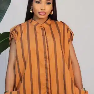 STRIPE MILITARY TURN UP FRONT POCKET DRESS 6017 - Image 7