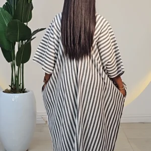 STRIPE V-NECK ABAYA DRESS 6019 - Image 11