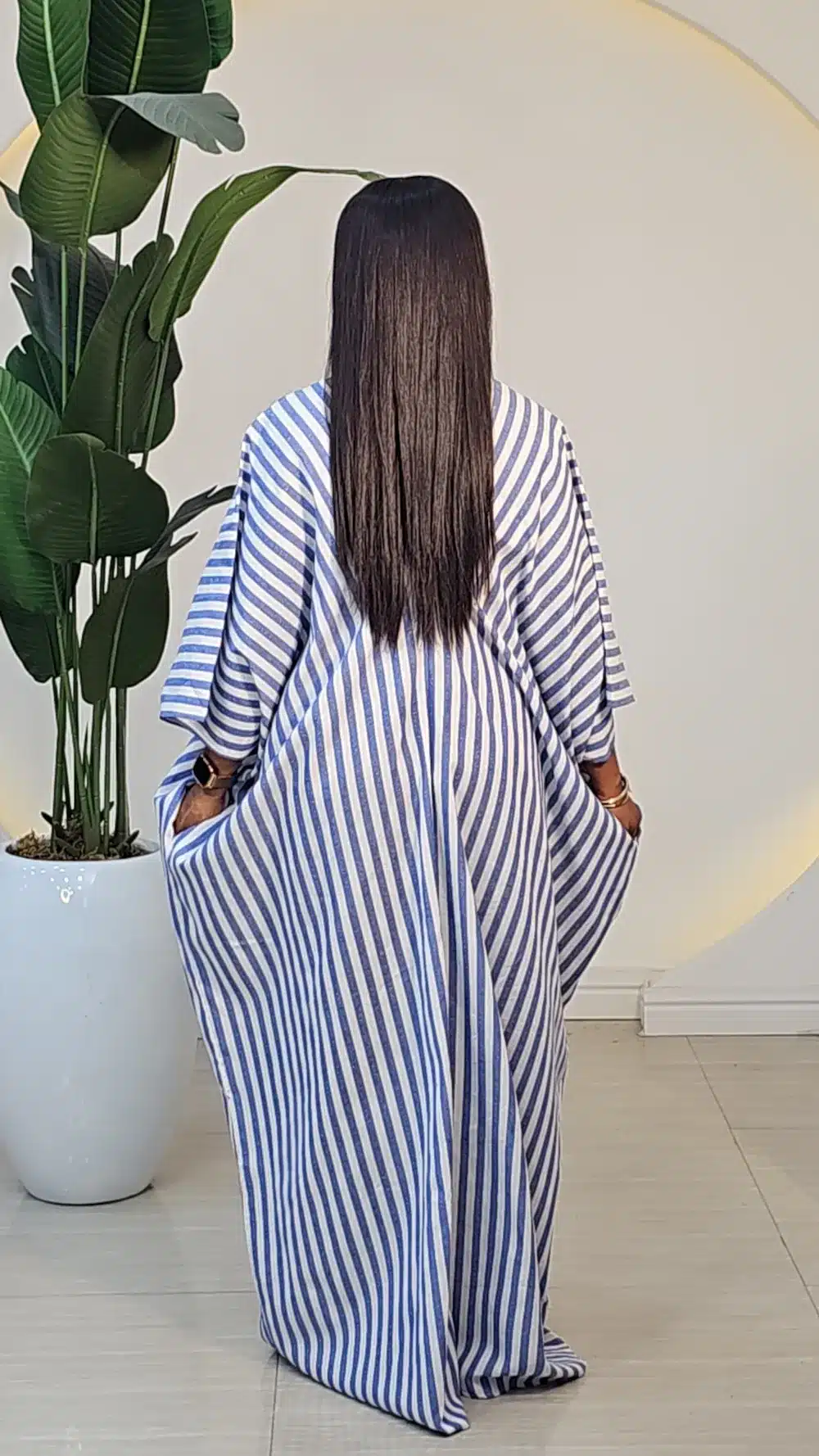 STRIPE V-NECK ABAYA DRESS 6019 - Image 12