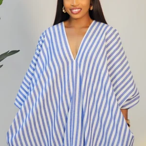 STRIPE V-NECK ABAYA DRESS 6019 - Image 6