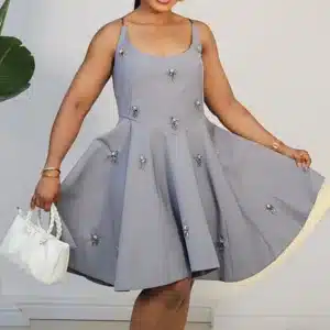 STUD PATCH SPAG SKATER SHORT DRESS 5806