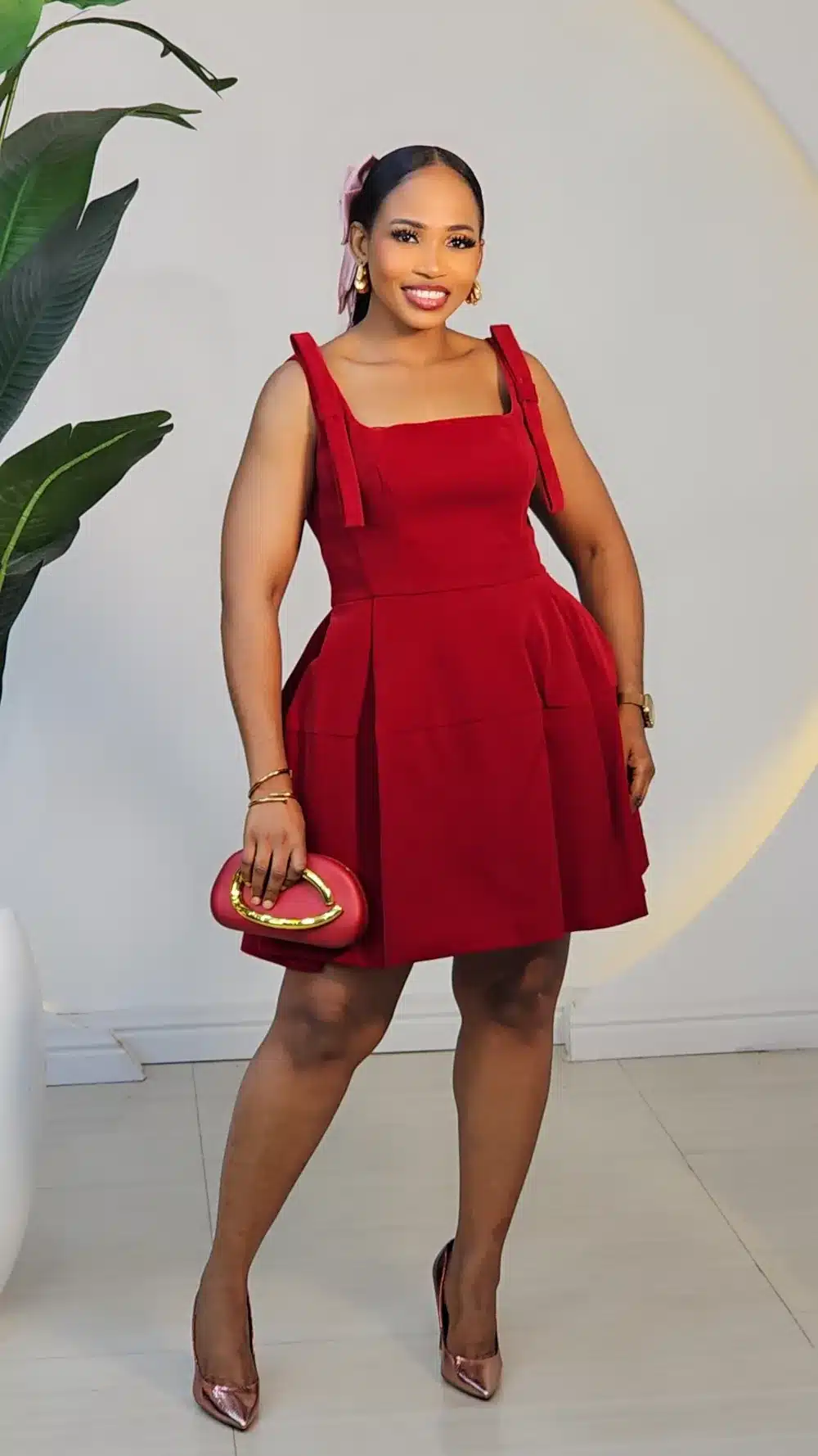 VELVET BOW SPAG SKATER SHORT DRESS 50314