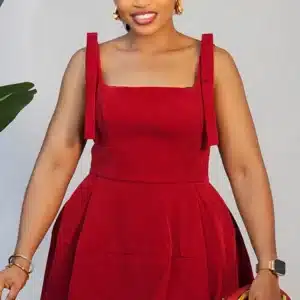 VELVET BOW SPAG SKATER SHORT DRESS 50314 - Image 4