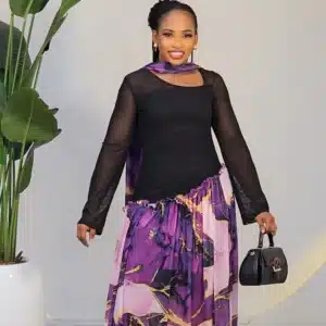 2-TONE SLANT MESH PATTERN DRESS 8023