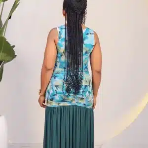 2-TONE SLEEVELESS RUCH MESH DRESS 8018 - Image 5