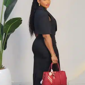 BACK CAPE BUTTON MIDI DRESS LB61 - Image 2