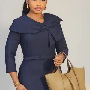 BOW COLLAR DETAILED MIDI DRESS L786 - Image 4